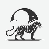 Majestic Tiger Silhouette with Intricate White Line Patterns, Perfect Art for Creative Projects vector