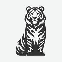 Majestic Tiger Silhouette with Intricate White Line Patterns, Perfect Art for Creative Projects vector