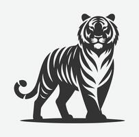 Majestic Tiger Silhouette with Intricate White Line Patterns, Perfect Art for Creative Projects vector
