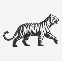 Majestic Tiger Silhouette with Intricate White Line Patterns, Perfect Art for Creative Projects vector