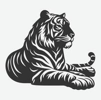 Majestic Tiger Silhouette with Intricate White Line Patterns, Perfect Art for Creative Projects vector