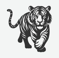 Majestic Tiger Silhouette with Intricate White Line Patterns, Perfect Art for Creative Projects vector