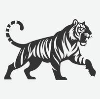 Majestic Tiger Silhouette with Intricate White Line Patterns, Perfect Art for Creative Projects vector