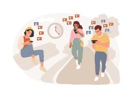 Mindlessly scrolling isolated concept illustration. vector