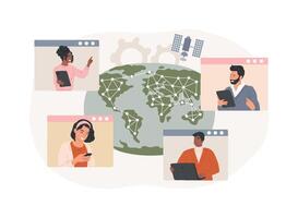 Global network connection isolated concept illustration. vector