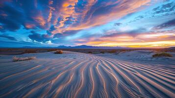 An broad view of a peaceful nature setting at dusk. photo