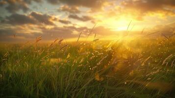 peaceful field with flowing wild grasses photo