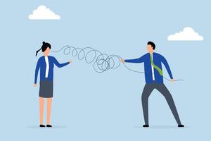 Business consultant,business manager listens to customer comments helps to solve the problem. vector