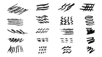Doodles with the texture of charcoal pencil. Set elements imitating child drawing. Doodles abstract shapes. illustration. vector