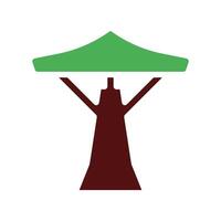 tree icon solid green brown vector
