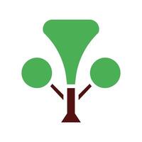 tree icon solid green brown vector
