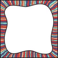 Bold black and colorful wavy lines forming a square frame. Decorative and snake-like border, made by a lot of lines. Isolated colorful illustration, on white background. Empty space for text. vector