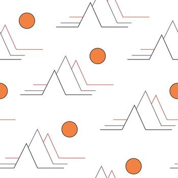 geométrico sin costura modelo. sencillo lineal montañas y Dom garabatear elementos. minimalista antecedentes para tu diseño. aislado en blanco antecedentes. vector