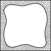 Bold wavy lines forming a square frame. Decorative and snake-like border, made by a lot of lines. Isolated black and white illustration, on white background. Empty space for text. vector