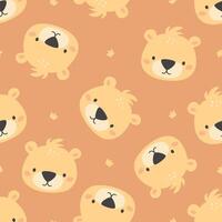 Seamless pattern. Cute face of a bear cub and crowns vector
