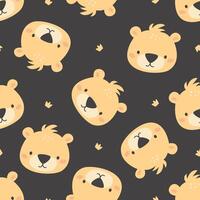 Seamless pattern. Cute face of a bear cub and crowns vector