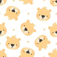 Seamless pattern. Cute face of a bear cub and crowns vector