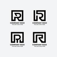 R logo set flat design template collection vector