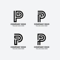 P logo set flat design template collection vector