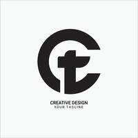 Creative TC or CT initial monogram flat modern brand unique logo design vector