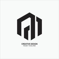 Creative AM or MA initial monogram flat modern brand unique hexagonal shape pattern logo design vector