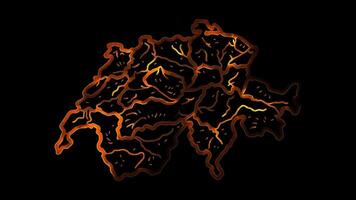 Neon frame effect Switzerland map , glow, black background. video