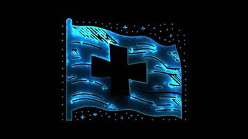 Neon frame effect flag of Switzerland , glow, black background. video