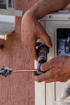 Installing an air conditioner in an apartment office Lviv Ukraine 08.04.2024 photo