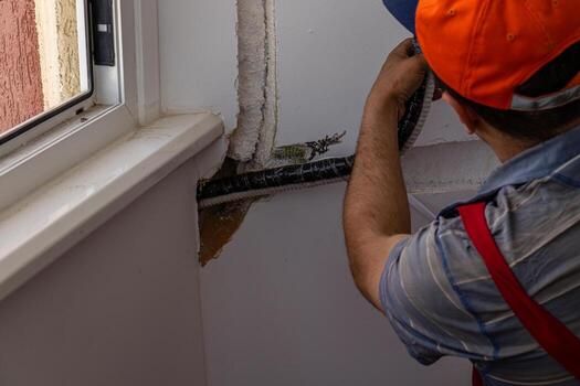 air conditioning piping for cooling systems Lviv Ukraine 08.04.2024 photo