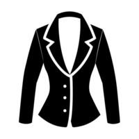 modern and stylish ladies jacket flat style black color illustration, isolated white background vector