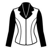 modern and stylish ladies jacket flat style black color illustration, isolated white background vector