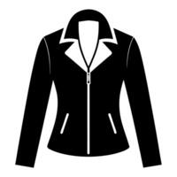 modern and stylish ladies jacket flat style black color illustration, isolated white background vector