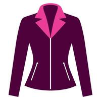 modern and stylish ladies jacket flat style black color illustration, isolated white background vector