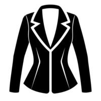 modern and stylish ladies jacket flat style black color illustration, isolated white background vector