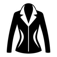 modern and stylish ladies jacket flat style black color illustration, isolated white background vector