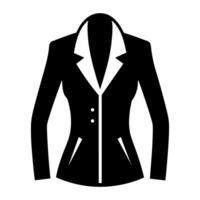 modern and stylish ladies jacket flat style black color illustration, isolated white background vector
