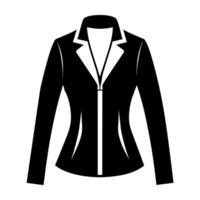 modern and stylish ladies jacket flat style black color illustration, isolated white background vector