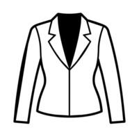 modern and stylish ladies jacket flat style black color illustration, isolated white background vector