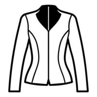 modern and stylish ladies jacket flat style black color illustration, isolated white background vector