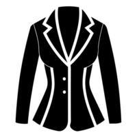 modern and stylish ladies jacket flat style black color illustration, isolated white background vector