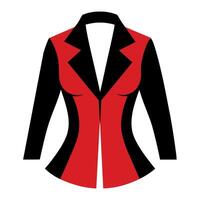 modern and stylish ladies jacket flat style black color illustration, isolated white background vector