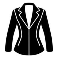 modern and stylish ladies jacket flat style black color illustration, isolated white background vector