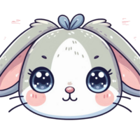 AI-Generated cartoon rabbit face with big eyes and a big nose png
