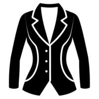 modern and stylish ladies jacket flat style black color illustration, isolated white background vector