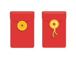Angpao. Chinese new year with red envelope and gold money vector