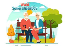 World Senior Citizen Day Illustration on August 21st to respect and Honor the Contributions of Older People, set against a Flat Background vector