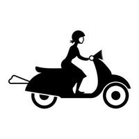 Retro Scooter abstract woman black color silhouette, white background vector
