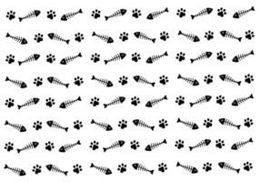 Cat paw and fish bone seamless background vector