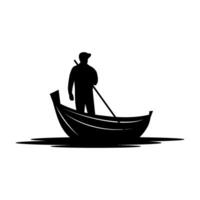 silhouette of a sailor sailing bot illustration vector