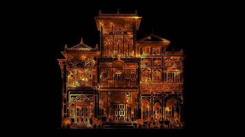 Neon frame effect architecture of Zanzibar, black background. video